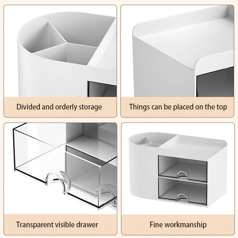 2 Drawers Simple Pen Holder, Multifunction Pencil Storage Box, Student Office Stationary Organizer, Transparent Drawer Storage Organizer, Large Capacity Sundries Storage Box, Countertop Transparent Cabinet Desk Organizer 2 Drawers Simple Pen Holder, Multifunction Pencil Storage Box, Student Office Stationary Organizer, Transparent Drawer Storage Organizer, Large Capacity Sundries Storage Box, Countertop Transparent Cabinet Desk Organizer